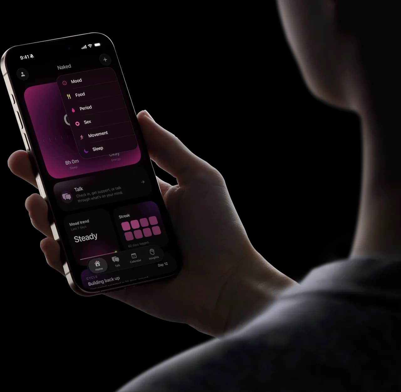 Naked app on a handheld phone