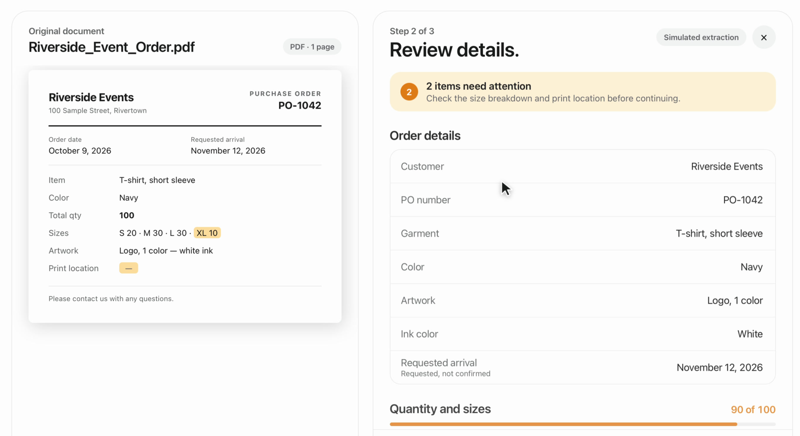 PressReady: Organized order details